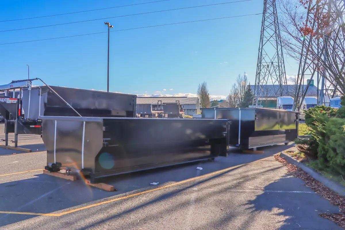 Roll-off dumpster ready for waste disposal at job site for 6 Yard Dumpster Rental in Danville